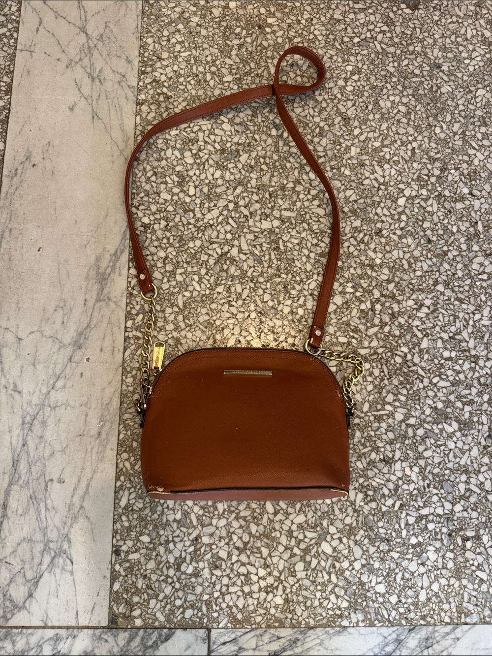 Steve Madden Brown Crossbody Shoulder Bag with Gold Hardware